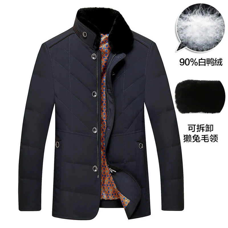 Wooden Flute Middle Age Down Jacket Men Medium Length Money Thicken Winter Coat Keep Warm Cold Protection Clothing Hair Collar
Wooden Flute Middle Age Down Jacket Men Medium Length Money Thicken Winter Coat Keep Warm Cold Protection Clothing Hair Collar