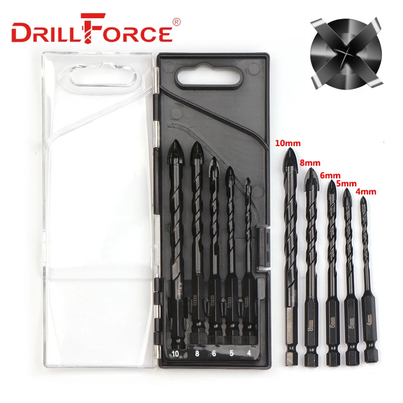 Drillforce 5 шт. сверла для стекла, керамики, бетона, плитки, Открыватель отверстий, 4 лезвия, карбидный наконечник, спиральный крест, шестигранное сверло 4/5/6/8/10 мм
Drillforce 5 шт. сверла для стекла, керамики, бетона, плитки, Открыватель отверстий, 4 лезвия, карбидный наконечник, спиральный крест, шестигранное сверло 4/5/6/8/10 мм