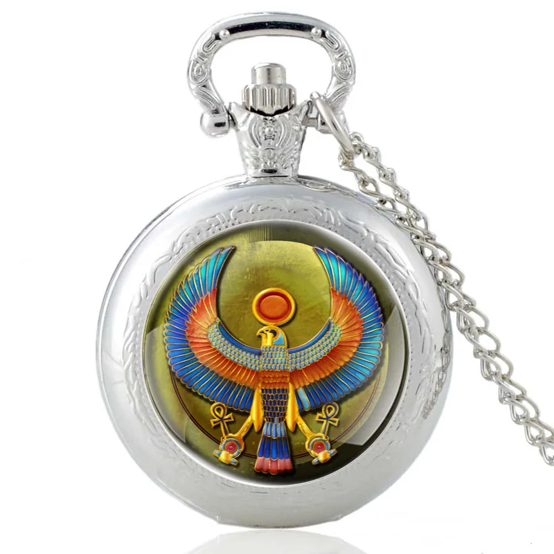 

Vintage Ankh Ancient Egypt Symbol Classic Quartz Pocket Watch Men Women Unique Glass Cabochon Pendant Necklace Hours Clock Gifts