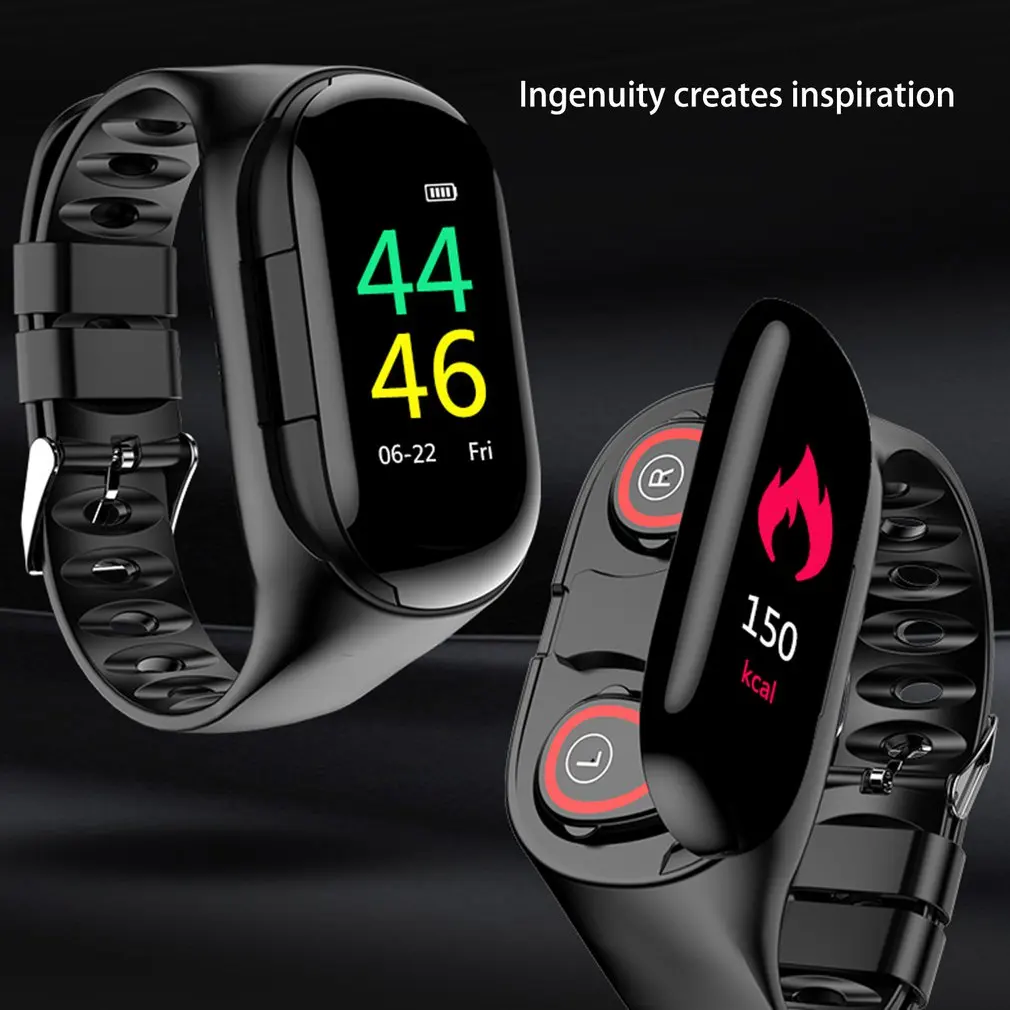 Creative 2 in 1 Double Bluetooth Headset Color Screen Bracelet Multifunction Smart Watch Dual Wireless Headset Combo Smart watch
Creative 2 in 1 Double Bluetooth Headset Color Screen Bracelet Multifunction Smart Watch Dual Wireless Headset Combo Smart watch