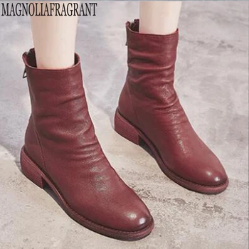 Wine red Women Boots Leisure Middle tube Leather Boots For Women Vintage sheepskin boots Autumn Female Shoes Botas Mujer y427 
Wine red Women Boots Leisure Middle tube Leather Boots For Women Vintage sheepskin boots Autumn Female Shoes Botas Mujer y427