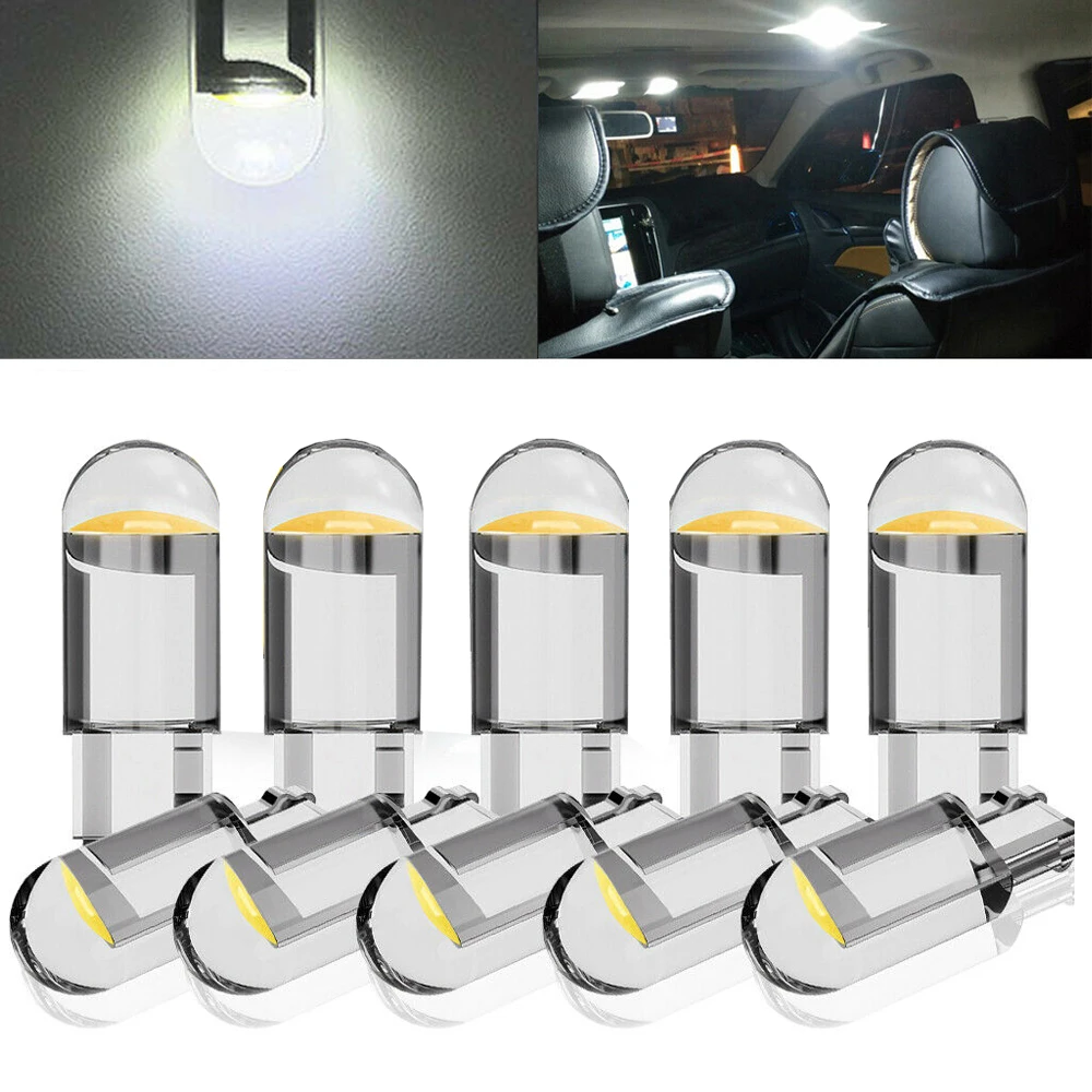 

10PCS New T10 W5W WY5W 168 501 192 2825 COB LED Car Wedge Parking Light Side Door Bulb Instrument Lamp Auto License Plate Lights