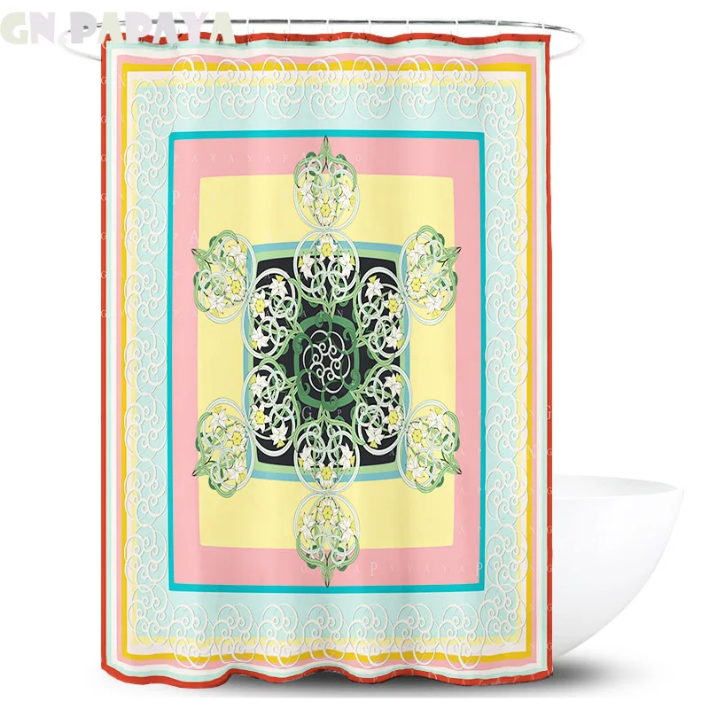Tropical plant light blue macrame Bath Curtains Waterproof Polyester Fabric retro Shower Curtains Screen with Hooks Accessories
Tropical plant light blue macrame Bath Curtains Waterproof Polyester Fabric retro Shower Curtains Screen with Hooks Accessories