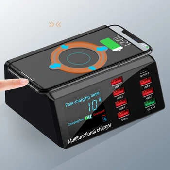 8Ports QC 3.0 USB & Type C PD Fast Charger Adapter 10W Wireless Charger Station Digital Display for Mobile Phone Tablet X6HA
8Ports QC 3.0 USB & Type C PD Fast Charger Adapter 10W Wireless Charger Station Digital Display for Mobile Phone Tablet X6HA