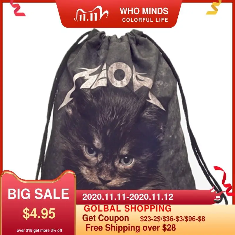 Hot Sale Meow Cat Black Drawstring Bag Casual Mochila Cuerda Out Door Drawstring Backpack Women Men Modis String Bag Girl
Hot Sale Meow Cat Black Drawstring Bag Casual Mochila Cuerda Out Door Drawstring Backpack Women Men Modis String Bag Girl