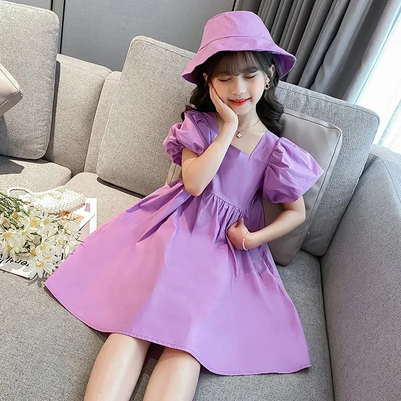 Teens Girls Dress Hat 2021 Summer Toddler Kids Casual Dresses for Girls Puff Sleeve Purple Pink Princess Dress Children Clothing
Teens Girls Dress Hat 2021 Summer Toddler Kids Casual Dresses for Girls Puff Sleeve Purple Pink Princess Dress Children Clothing