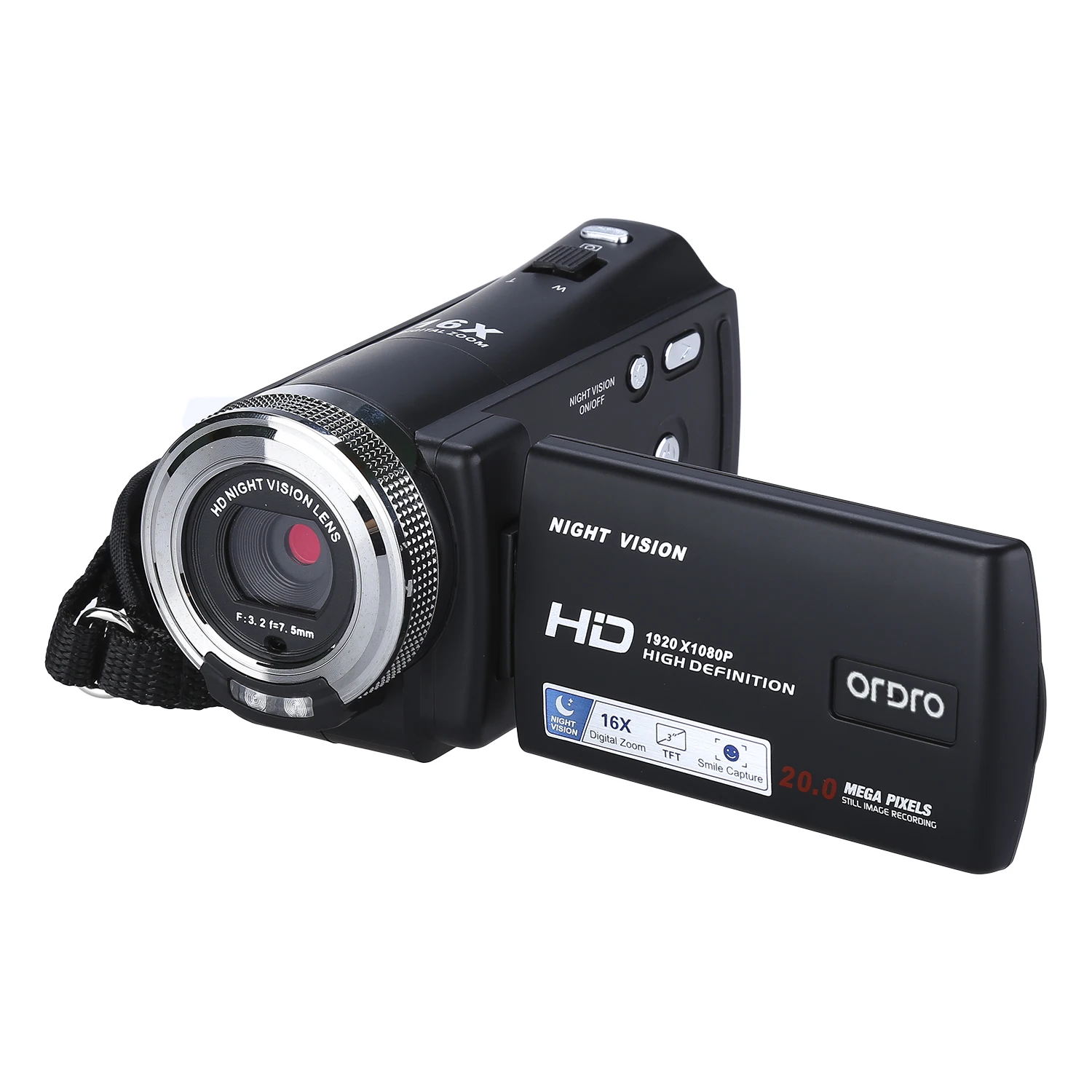 Фото ORDRO HDV-V12 3.0" LCD 1080P FHD Digital Camera Camcorder 16x Zoom DVR IR Night Vision CMOS Sensor Microphone | Электроника