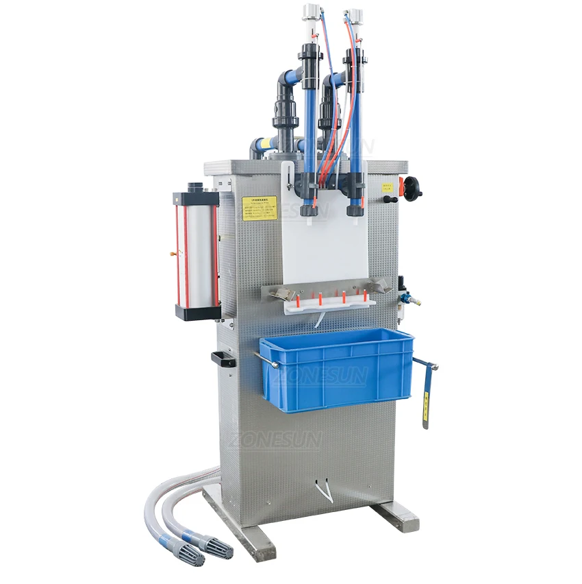 ZONESUN Double Nozzles Strong Acid Alkali Corrosive Liquid Filling Machine Semi-automatic Disinfectant Filler corrosion resistance