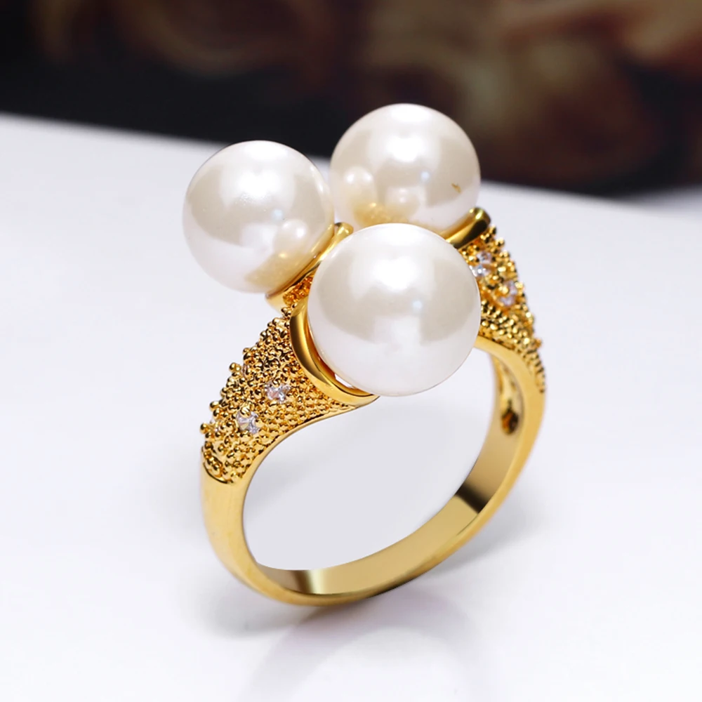 Ring With Simulated White Pearl Anel Paved AAA Crystal Ladies Gold color Fashion Jewelry Wholesale Cheap Rings for Wwomen
Ring With Simulated White Pearl Anel Paved AAA Crystal Ladies Gold color Fashion Jewelry Wholesale Cheap Rings for Wwomen