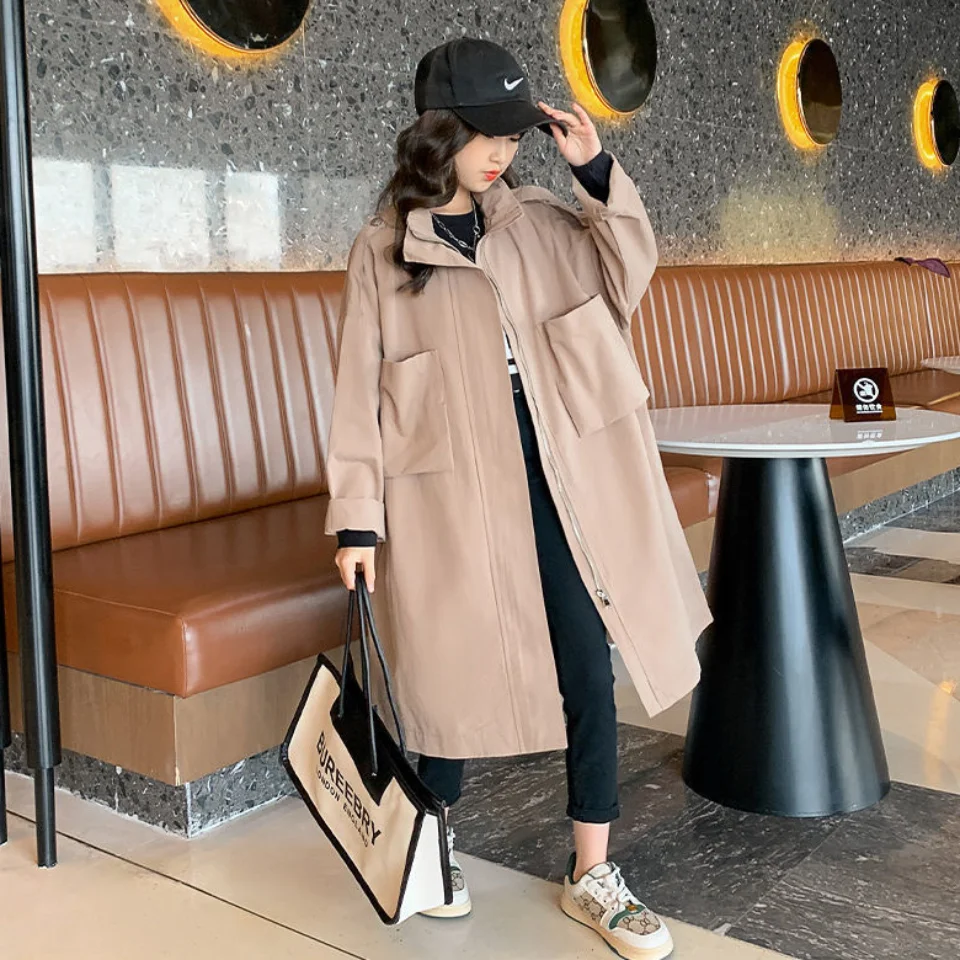 New Long Style Turn-down Collar Windbreaker Fall Clothes For Kids Outwear Coats Fashion Spring Autumn Teenage Girls Clothing
New Long Style Turn-down Collar Windbreaker Fall Clothes For Kids Outwear Coats Fashion Spring Autumn Teenage Girls Clothing