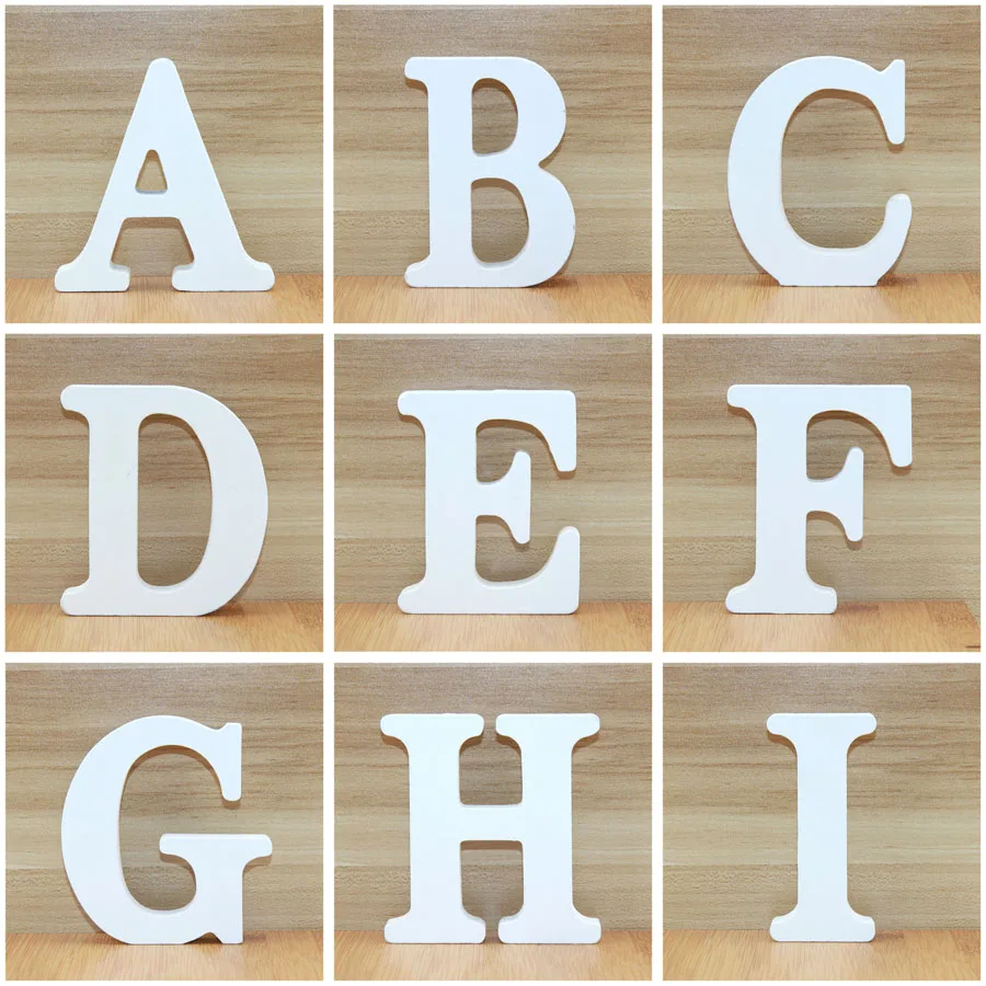

1pc 10cm Wooden Letters Alphabet Name Design Art Crafts White Letter Party Wedding Home Decor Standing DIY Word 3.94 Inches
