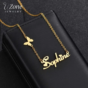Uzone New Fashion Custom Stainless Steel Name Necklace With Butterfly Personalized Letter Gold Choker Necklace For Women Gift
Uzone New Fashion Custom Stainless Steel Name Necklace With Butterfly Personalized Letter Gold Choker Necklace For Women Gift