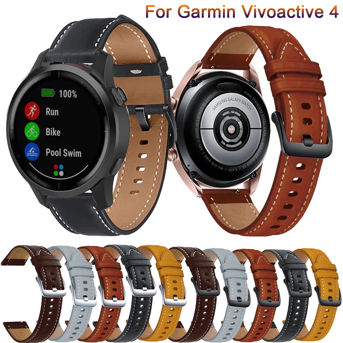 Ремешок кожаный для смарт-часов Garmin Vivoactive 4, сменный Браслет для наручных часов Garmin Vivoactive4
Ремешок кожаный для смарт-часов Garmin Vivoactive 4, сменный Браслет для наручных часов Garmin Vivoactive4