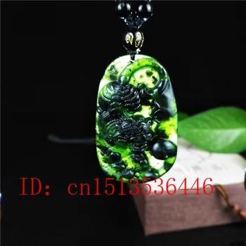 

Certified Chinese Natural Black Green Jade Tiger Pendant Necklace Fashion Hand-Carved man woman Luck Amulet Gifts Sweater Chain