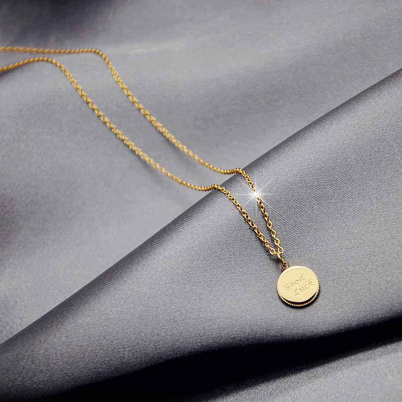 YUN RUO Good Luck Coin Pendant Necklace Rose Gold Fashion Titanium Steel Jewelry Woman Christmas Gift Never Fade Drop Shipping
YUN RUO Good Luck Coin Pendant Necklace Rose Gold Fashion Titanium Steel Jewelry Woman Christmas Gift Never Fade Drop Shipping