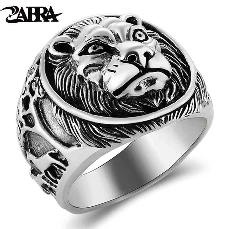 ZABRA 100% Реальное Твердое серебряное кольцо 925 мужское с Львом Винтажное в стиле