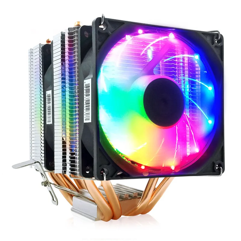 Фото Luminous Mute CPU Cooler 4 Heat Pipe 3PIN 12V For Intel LGA 1150 1151 1155 Core I3 I5 I7 AMD FM1 FM2 AM4 AM3 Ryzen Full Range | Компьютеры