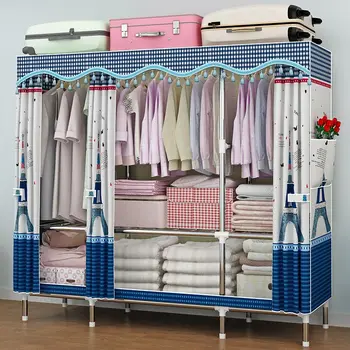 Wardrobe simple cloth wardrobe steel pipe bold reinforcement Double household thickening all steel frame economical simple 
Wardrobe simple cloth wardrobe steel pipe bold reinforcement Double household thickening all steel frame economical simple