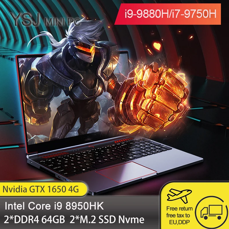 15 6-дюймовый игровой ноутбук Intel Core i9-8950Hk GTX 16 1 4G Ultrabook Win10/11 2 * DDR4 MAX 64 Гб RAM M.2 SSD |