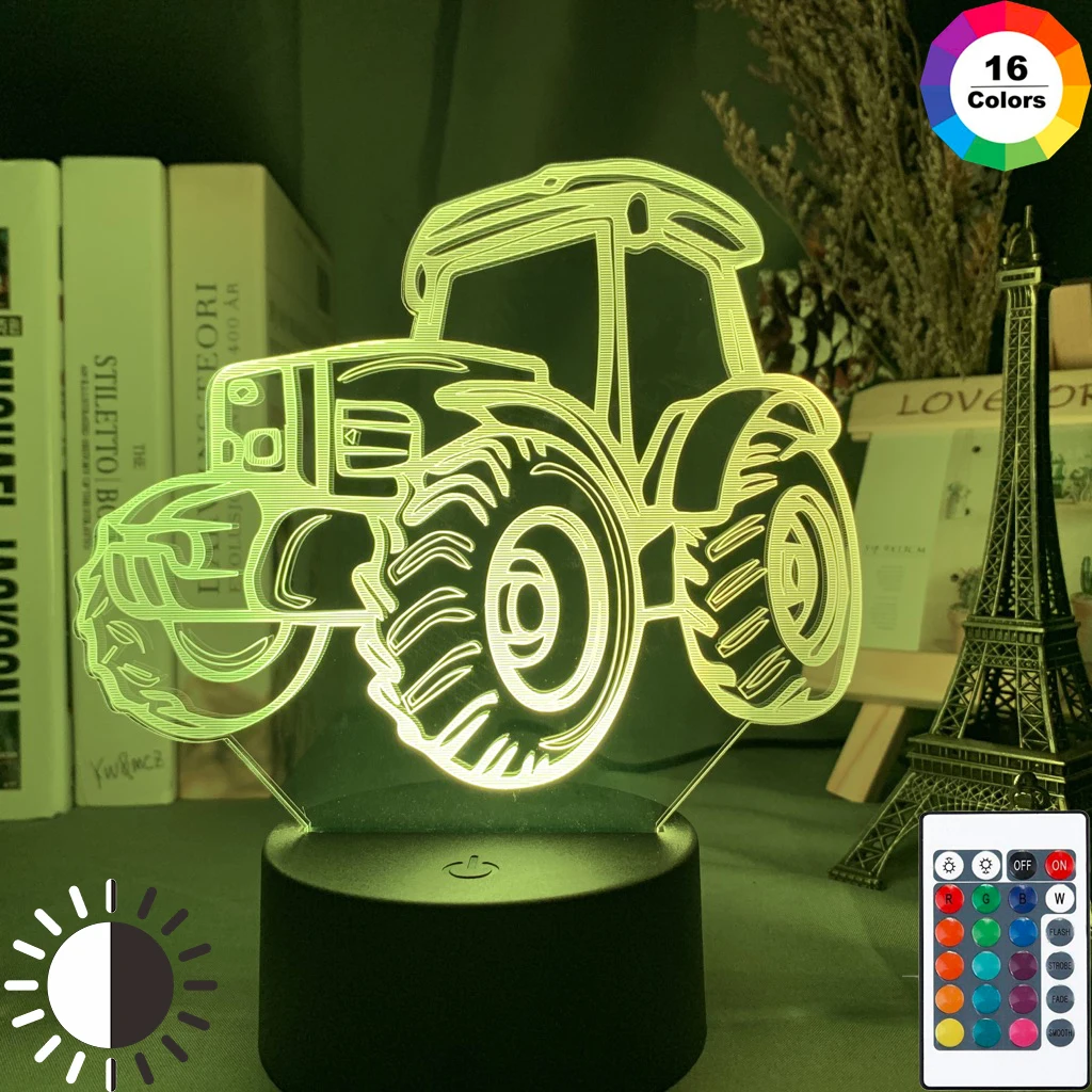 Cool Tractor 3d Optical Baby Night Light Led Touch Sensor Remote Color Changing Nightlight for Home Decor Bedside Table Lamp Car
Cool Tractor 3d Optical Baby Night Light Led Touch Sensor Remote Color Changing Nightlight for Home Decor Bedside Table Lamp Car