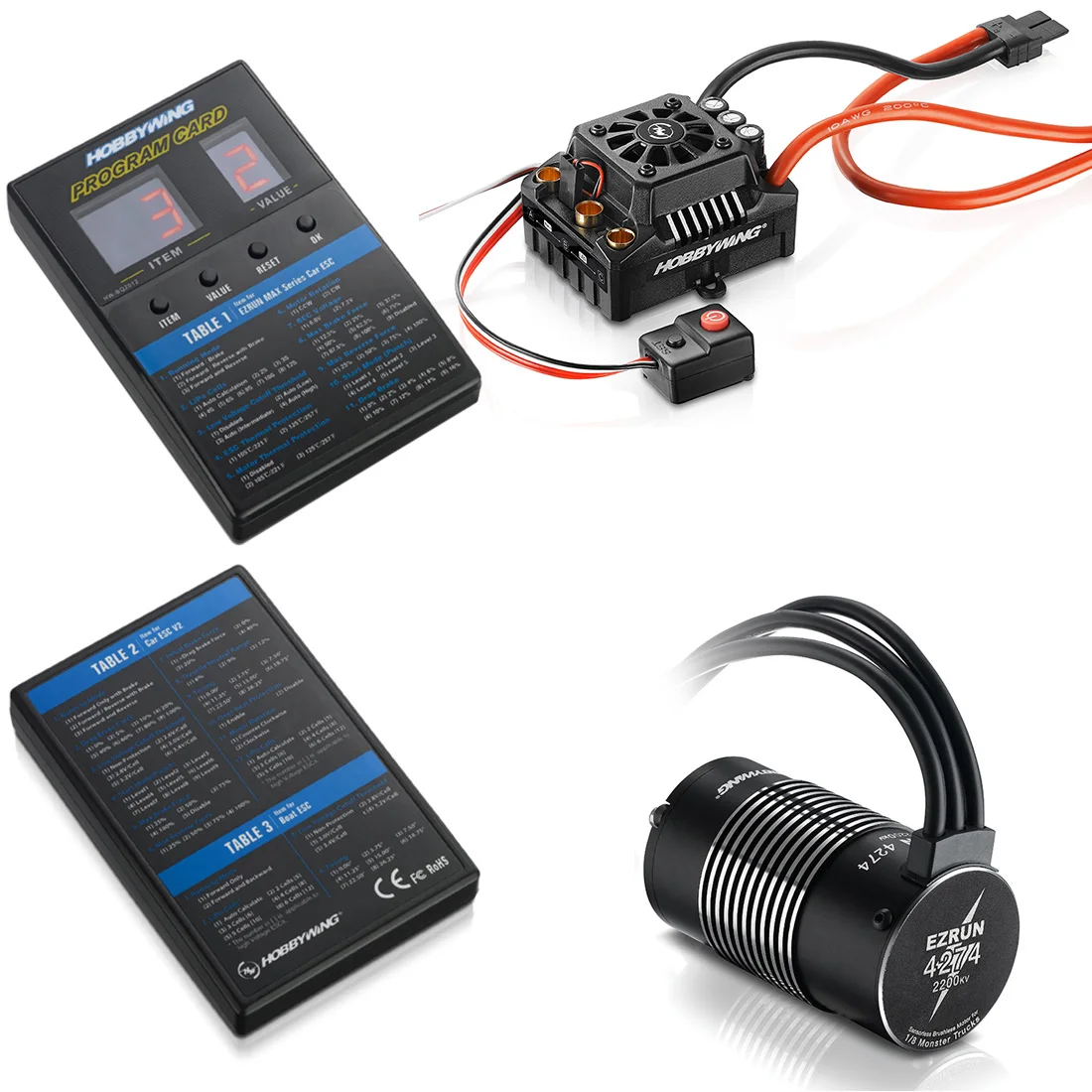 Hobbywing EZRUN MAX8 V3 150A Waterproof Brushless ESC with LED Programming Card and 4274 2200KV Motors for 1/8 RC Car - TRX Plug
Hobbywing EZRUN MAX8 V3 150A Waterproof Brushless ESC with LED Programming Card and 4274 2200KV Motors for 1/8 RC Car - TRX Plug