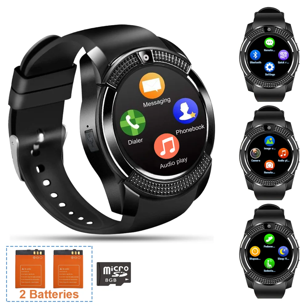 V8 Smart Watch Touchscreen With Camera Bluetooth SIM TF Card Slot Pedometer Sleep Fitness Tracker Sport Watch For Android Ios
V8 Smart Watch Touchscreen With Camera Bluetooth SIM TF Card Slot Pedometer Sleep Fitness Tracker Sport Watch For Android Ios