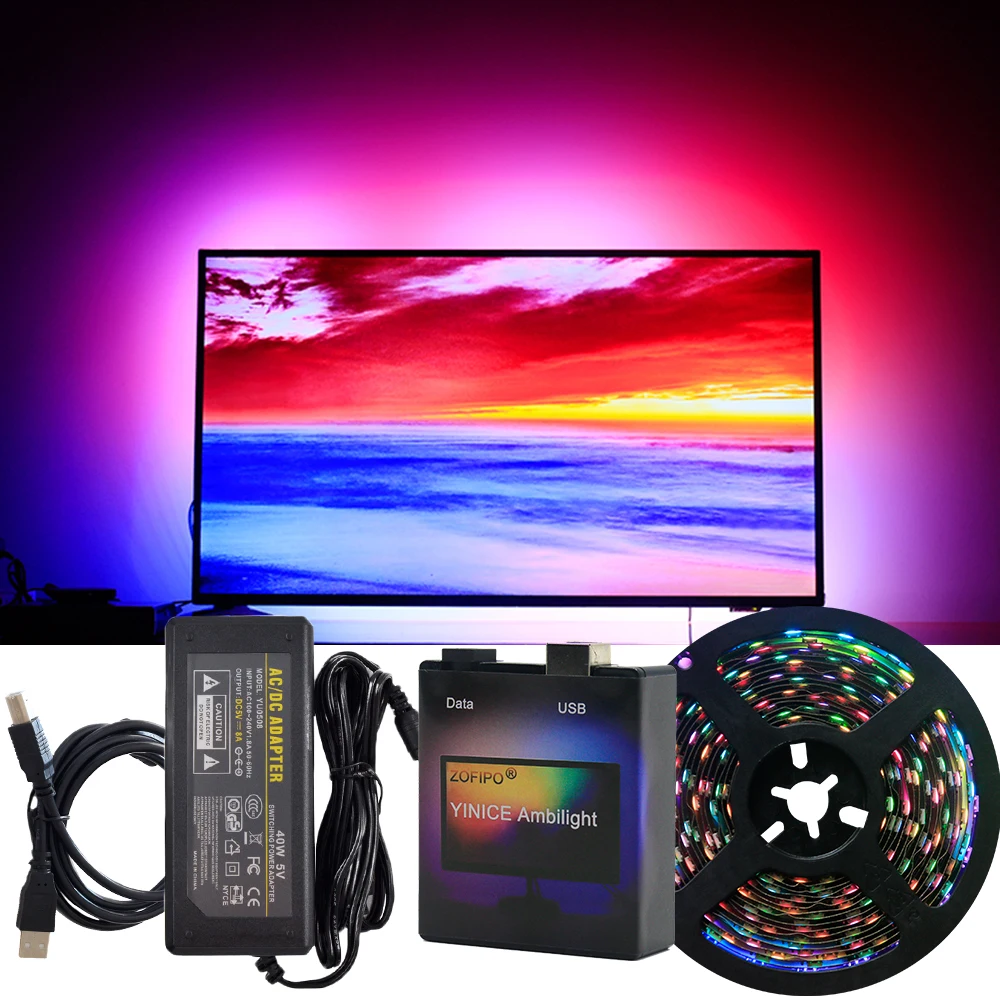 DIY Ambilight TV PC Dream Screen USB LED Strip Kit Computer PC Screen Background lighting 5M Full Set
DIY Ambilight TV PC Dream Screen USB LED Strip Kit Computer PC Screen Background lighting 5M Full Set