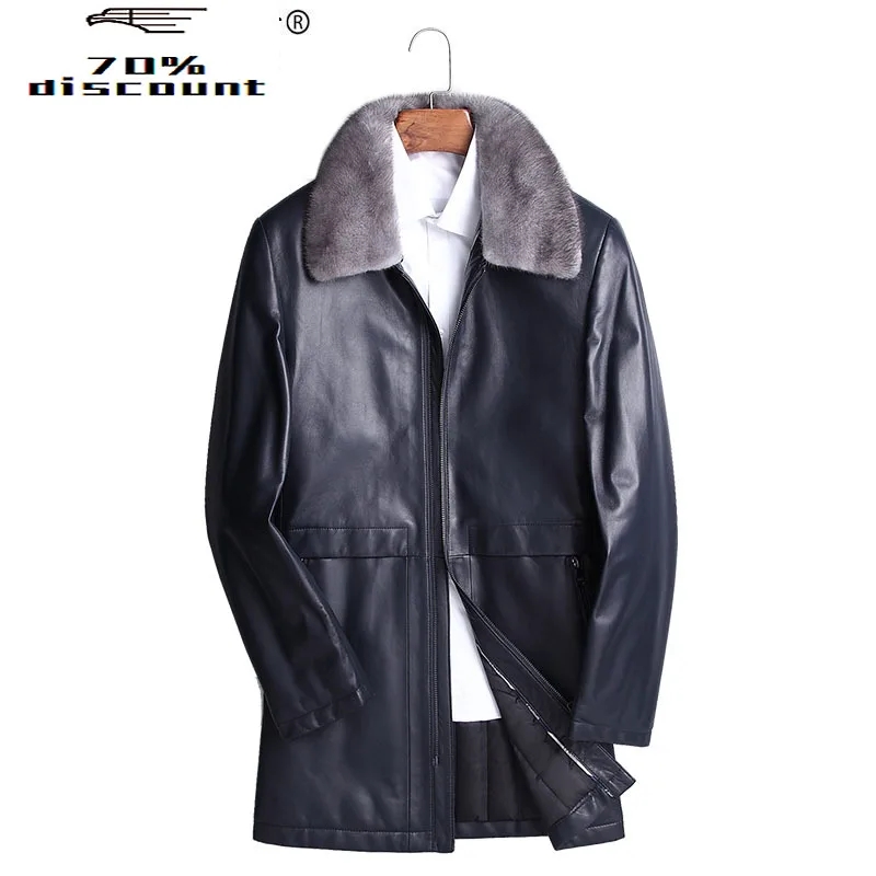 Genuine Leather Jacket Mink Fur Collar Down Jacket Winter Jacket Sheepskin Coat Windbreaker Long Coat F-JW-2692 MY2206
Genuine Leather Jacket Mink Fur Collar Down Jacket Winter Jacket Sheepskin Coat Windbreaker Long Coat F-JW-2692 MY2206