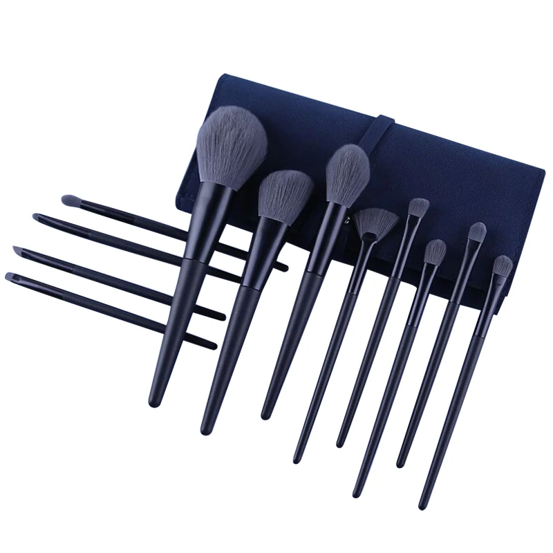 ZOREYA Natural Hair Makeup Brushes Set Phantom Blue 12pcs Foundation Brush Powder Blusher Face Professional Make up Beauty | Красота и