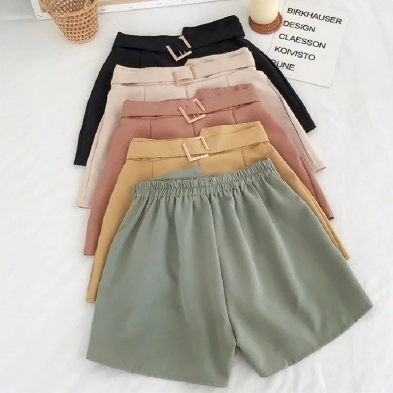 Office Elastic Waist Short Women Mini High Waist Shorts With Belt Wide Leg Summer Shorts For Ladies Casual Girl Yellow Short
Office Elastic Waist Short Women Mini High Waist Shorts With Belt Wide Leg Summer Shorts For Ladies Casual Girl Yellow Short