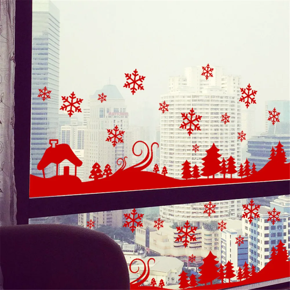 Фото Рождественская наклейка s для Windows декор с буквами съемная настенная спальня фон