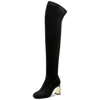 Karinluna Top Quality shoes woman stretch fabric strange style over-the-knee boots autumn square toe autumn female flock
Karinluna Top Quality shoes woman stretch fabric strange style over-the-knee boots autumn square toe autumn female flock