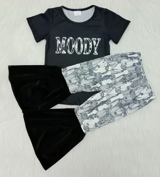 Fashionable Kids Boutiques Clothing Outfit Summer Baby Girls Outfits Black Moody Cow Velvet-Bells Pants 2PC Outfits For Girl
Fashionable Kids Boutiques Clothing Outfit Summer Baby Girls Outfits Black Moody Cow Velvet-Bells Pants 2PC Outfits For Girl