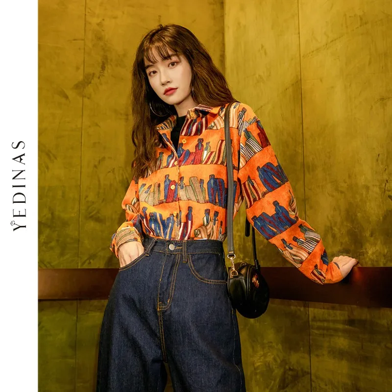 Yedinas Vintage Blouse Women Loose Print Shirt Womens Corduroy Korean Style Shirts Female Chic Tops Ladies Long Sleeve Blusas
Yedinas Vintage Blouse Women Loose Print Shirt Womens Corduroy Korean Style Shirts Female Chic Tops Ladies Long Sleeve Blusas