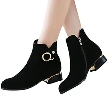 CHAMSGEND chaussons femmes printemps et automne bottes simples épais avec le milieu du gommage hiver plus velours chaussures pour femmes(China)