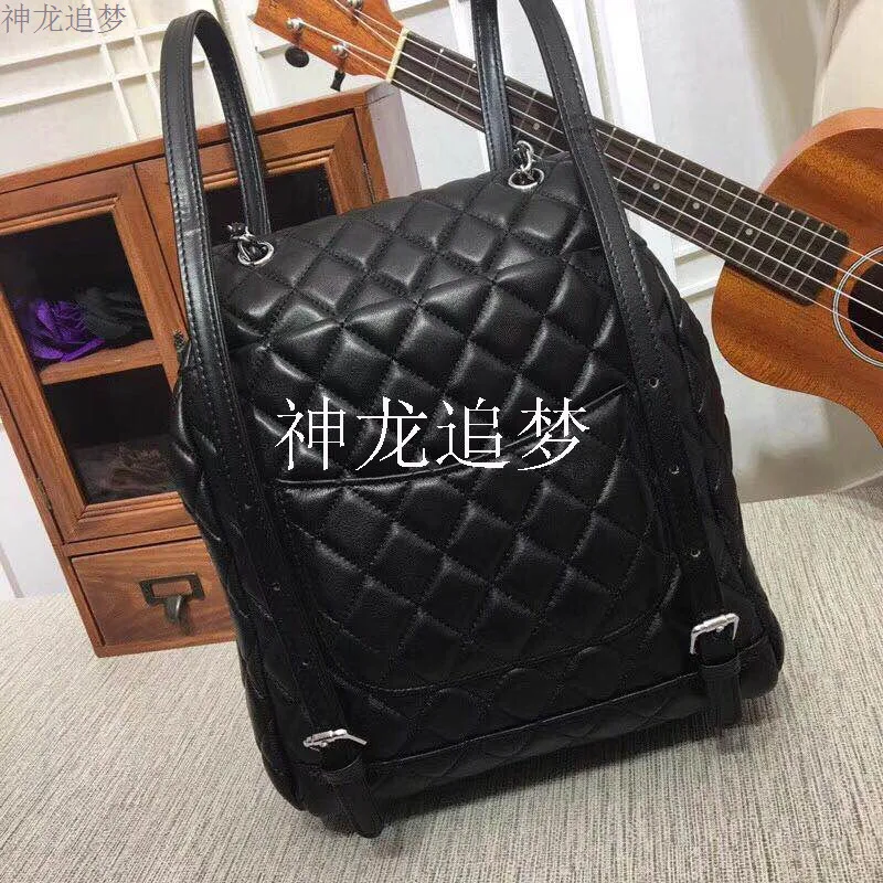 Famous Brand Designer sheepskin Diamond Pattern Cowhide Backpack for Women Classical High Capacity Travel Bag Daily Knapsack