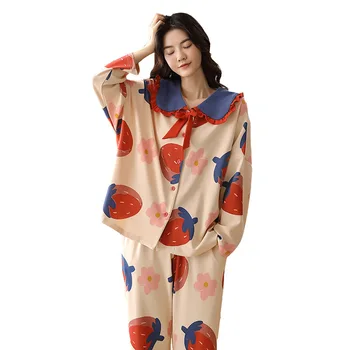 Pajamas Women Spring And Autumn Cotton Long Sleeve Student Lovely Leisure All Cotton Home Wear Set
Pajamas Women Spring And Autumn Cotton Long Sleeve Student Lovely Leisure All Cotton Home Wear Set