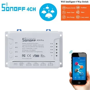 Sonoff 4CH R2 & PRO R2 ,Wifi Switch 433MHz RF Wifi Light Switch 4 Gang 3 Working Modes Inching Interlock Smart Home With Alexa
Sonoff 4CH R2 & PRO R2 ,Wifi Switch 433MHz RF Wifi Light Switch 4 Gang 3 Working Modes Inching Interlock Smart Home With Alexa