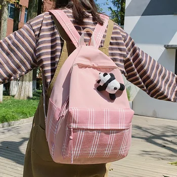 Student Female Cute Backpack Women Fashion School Bag Harajuku Girl Waterproof Nylon Kawaii Backpack Striped Lattice Ladies Bags 
Student Female Cute Backpack Women Fashion School Bag Harajuku Girl Waterproof Nylon Kawaii Backpack Striped Lattice Ladies Bags