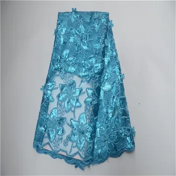 High Quality African Nigerian Tulle Lace Fabric 2019 Newest Design French 3D Sequins Lace Fabrics in Sky blue color 
High Quality African Nigerian Tulle Lace Fabric 2019 Newest Design French 3D Sequins Lace Fabrics in Sky blue color