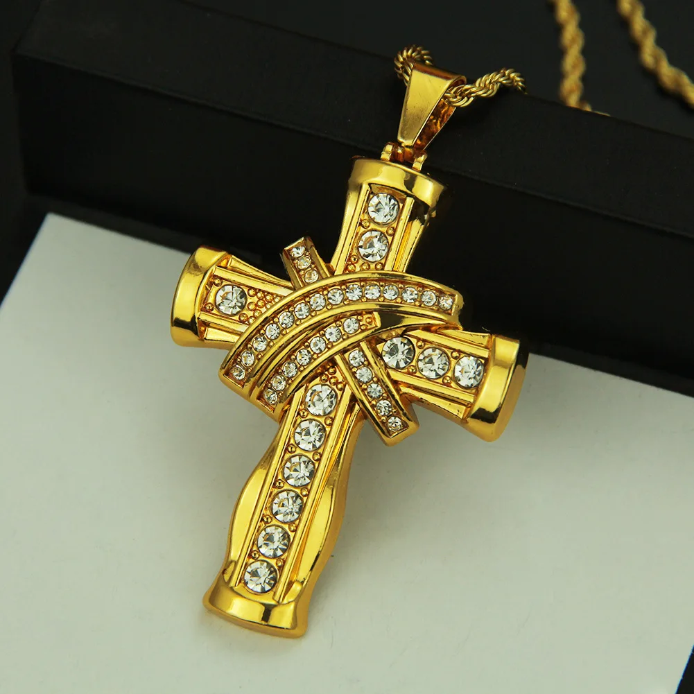 Heavy Cross Necklace Stainless Steel Christs Pendant Gold Byzantine Chain Men Ms Necklaces Jewelry Gifts Heavy Cross Necklace Stainless Steel Christs Pendant Gold Byzantine Chain Men Ms Necklaces Jewelry Gifts