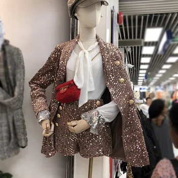 2020 Spring Autumn New European StyleTemperament Ladies Dress Suit Loose Outfit Sequin Jacket + Sequined Shorts Two Piece Set
2020 Spring Autumn New European StyleTemperament Ladies Dress Suit Loose Outfit Sequin Jacket + Sequined Shorts Two Piece Set