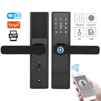 WiFi Touch Screen Fingerprint Password IC Card Smart Door Lock with Mechanical Key for Tuya
WiFi Touch Screen Fingerprint Password IC Card Smart Door Lock with Mechanical Key for Tuya