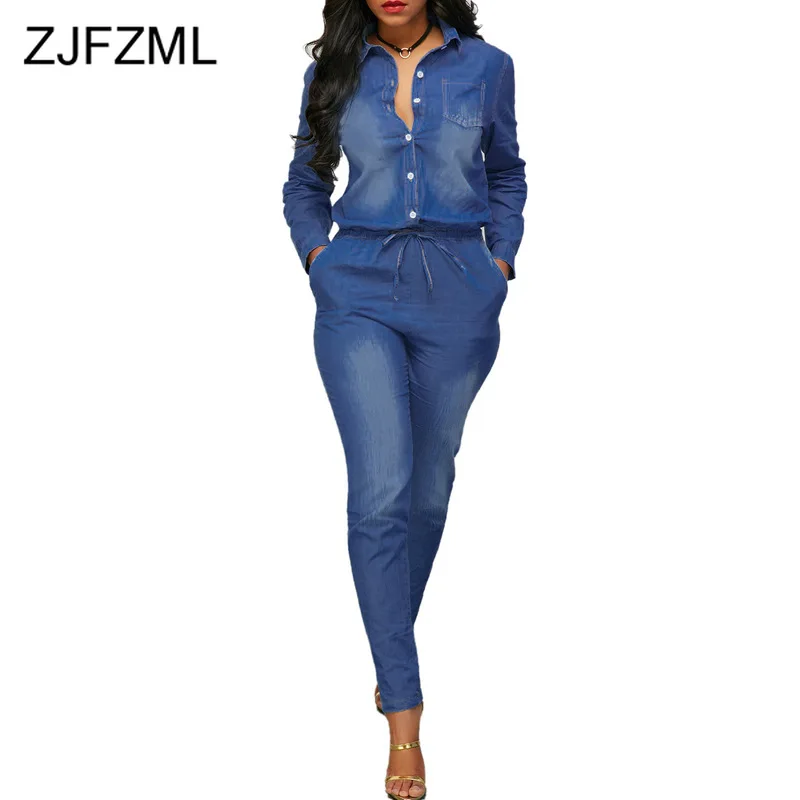 Autumn Distressed Denim Jumpsuit Women Turn-Down Collar Button Up One Piece Overall Causal Slim High Waist Long Sleeve Playsuit
Autumn Distressed Denim Jumpsuit Women Turn-Down Collar Button Up One Piece Overall Causal Slim High Waist Long Sleeve Playsuit