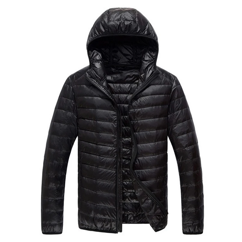 

Puffer Lightweight Down Jacket Men Feather Hooded Coat Ultralight Coat Padded Down Jackets 2023 Spring Winter Plus Size 5XL 6XL