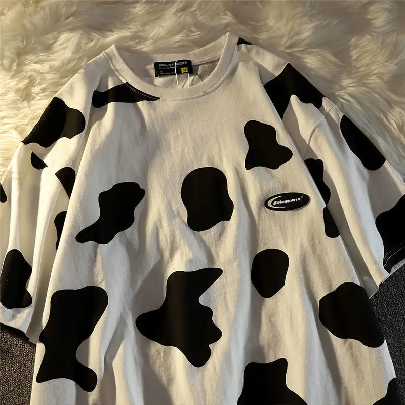 Oversized Harajuku Casual Short-Sleeved t-Shirt Women Loose Cow Color Black And White Stitching Printing Ins Tide Top Women
Oversized Harajuku Casual Short-Sleeved t-Shirt Women Loose Cow Color Black And White Stitching Printing Ins Tide Top Women