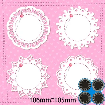 106*105mm 4pcs lace circle New Metal Cutting Dies Scrapbook paper template Embossing DIY Paper Card Craft
106*105mm 4pcs lace circle New Metal Cutting Dies Scrapbook paper template Embossing DIY Paper Card Craft