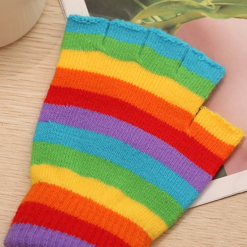 Unisex Half Finger Gloves Rainbow Colored Winter Stretchy Knit Fingerless Typing Gloves for Office School Students F3MD
Unisex Half Finger Gloves Rainbow Colored Winter Stretchy Knit Fingerless Typing Gloves for Office School Students F3MD