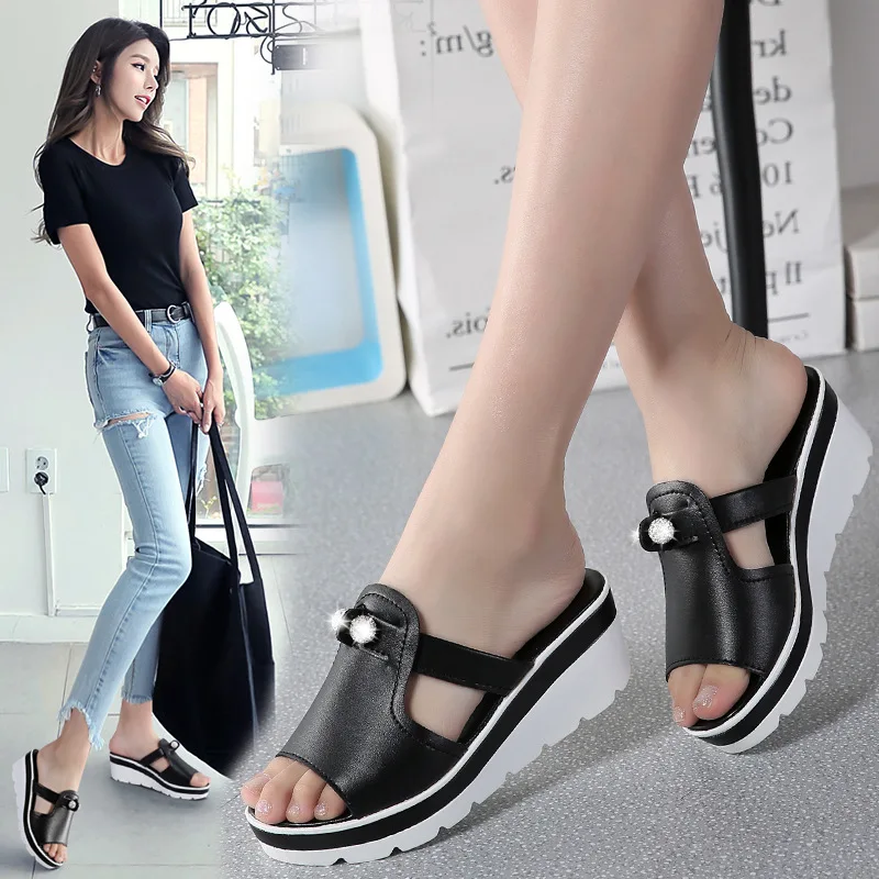 2019 Summer WOMEN'S Real Leather Sandals Thick Bottomed Anti-slip Slanted Heel Sandals Outer Wear Beach Slippers Women's
2019 Summer WOMEN'S Real Leather Sandals Thick Bottomed Anti-slip Slanted Heel Sandals Outer Wear Beach Slippers Women's