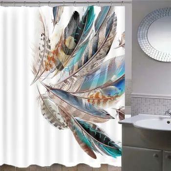 Color Feather Shower Curtain Thickened Polyester Waterproof and Mildew-proof Bathroom Curtain Shading and Breathable180x200cm 
Color Feather Shower Curtain Thickened Polyester Waterproof and Mildew-proof Bathroom Curtain Shading and Breathable180x200cm